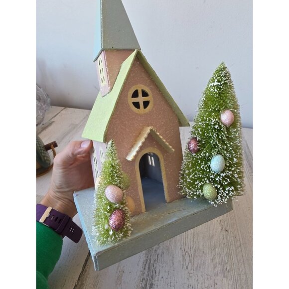 Bethany lowe paper church chapel Xmas Easter decor village tree - Picture 7 of 8